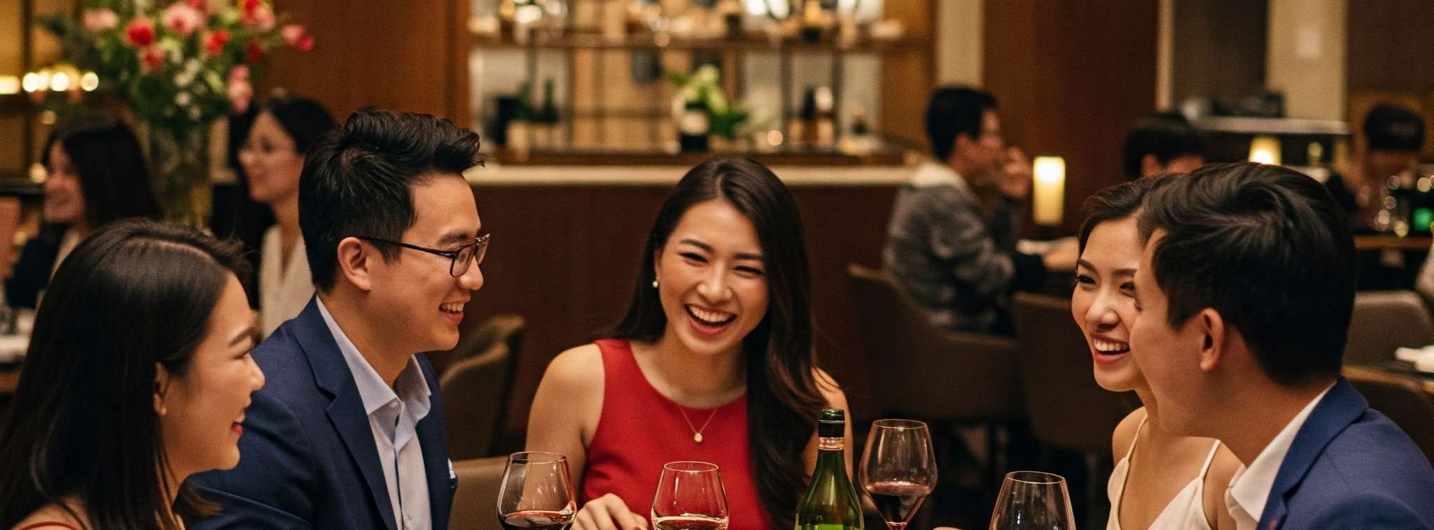 Friends enjoying dinner